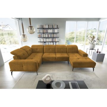 Coltar stanga 6 locuri ELTAP, LT-45LO, Neviro, 350x201x77 cm, lemn/poliester, mustar