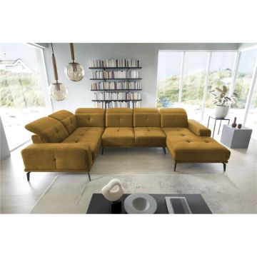 Coltar stanga 6 locuri ELTAP, LT-45NU, Neviro, 350x201x77 cm, lemn/poliester, mustar