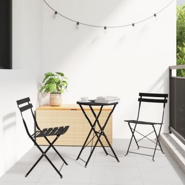 Set Bistro Pliabil 3 Piese Antracit din Oțel