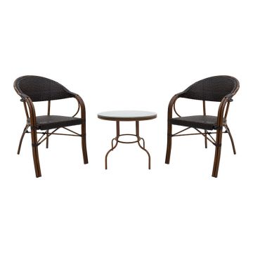 Set lounge 3buc Paula pakoworld metal-pe ratan maro