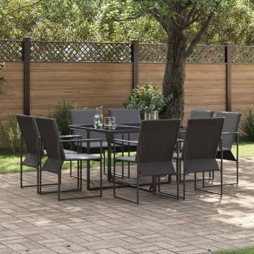 Set mobilier de grădină, 10 piese, cu perne, oțel și textilenă