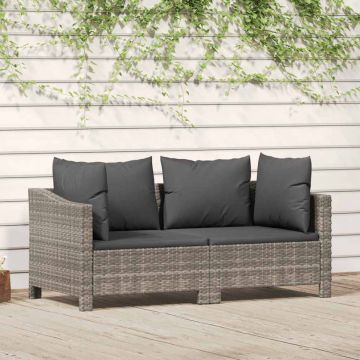 Set mobilier de grădină cu perne, 2 piese, gri, poliratan