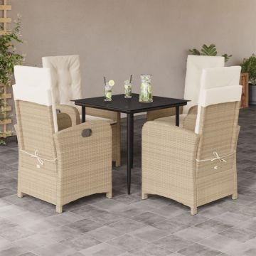 Set mobilier de grădină cu perne, 5 piese, bej, poliratan