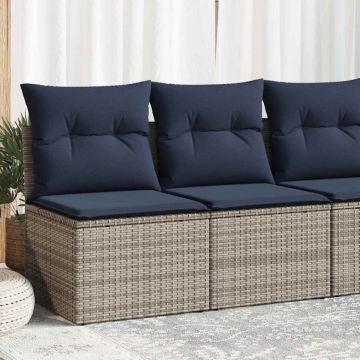 Set mobilier grădină cu perne 2 piese gri poliratan/lemn acacia