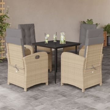Set mobilier pentru grădină, 5 piese, cu perne, bej, poliratan