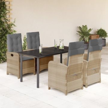 Set mobilier pentru grădină, 5 piese, cu perne, bej, poliratan