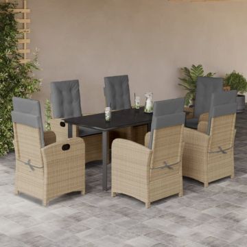 Set mobilier pentru grădină, 7 piese, cu perne, bej, poliratan
