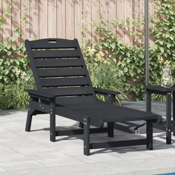 șezlong Negru 53x162x98.5 cm HDPE