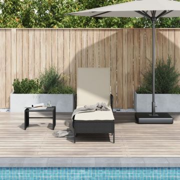 Șezlong Negru și crem PE Rattan 157 x 55 x 92 cm