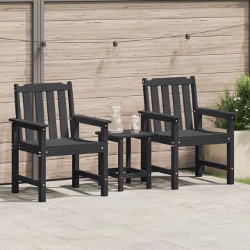 Scaune de dining 2 buc Negru HDPE