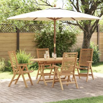 Scaune de grădină pliabile 4 pcs Lemn solid de tec, Scaune de grădină 2 pcs Lemn solid de tec