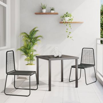 Set 3 piese de dining pentru grădină Negru Poliratan