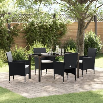 Set 5 Piese Dining Grădină Negru Poliratan