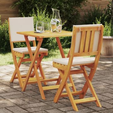Set Bistro Pliabil cu Pernuțe Lemn Solid Acacia