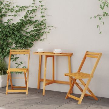 Set Bistro Pliabil din Lemn Masiv de Acacia 3 Piese