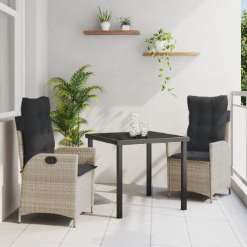 Set de 2 Gri deschis, Antracit Rattan PE, Oțel Vopsit Electrostatic