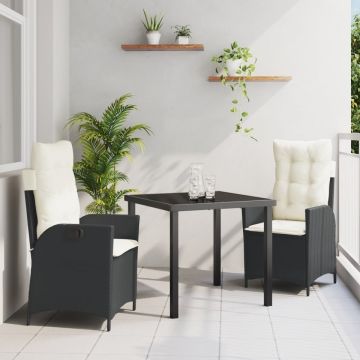 Set de 2 Negru Ratan PE Mediu Cotieră ajustabilă