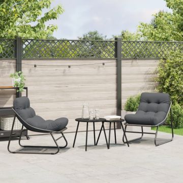 Set de 2 scaune de Relaxare cu Pernă Neagră 60x80x71 cm Oțel