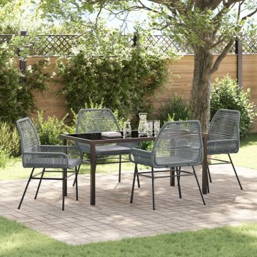 Set de 5 Mobilier de Grădină cu Perne Gri Ratan Sintetic