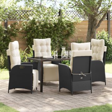 Set de 5 Mobilier pentru Grădină Ratan Poly Negru