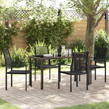 Set de 5 Piese de Dining pentru Grădină Negru Rattan PVC