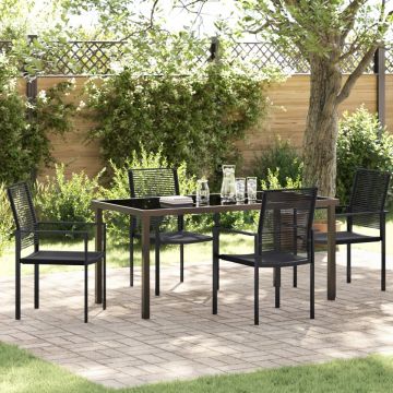 Set de 5 piese pentru dining în grădină Negru Ratan PVC