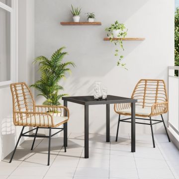 Set de dining de grădină 3 piese cu perne Maro Poliratan