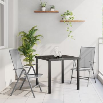 Set de dining de grădină 3 piese din oțel antracit