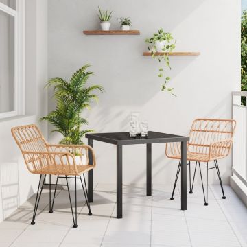 Set de dining de grădină 3 piese din ratan Poli Brown