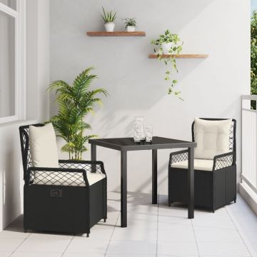 Set de dining de grădină 3 piese gri deschis din rattan poli