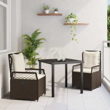 Set de dining de grădină 3 piese Maro din ratan poli