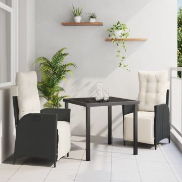 Set de dining de grădină 3 piese Negru Ratan Poli