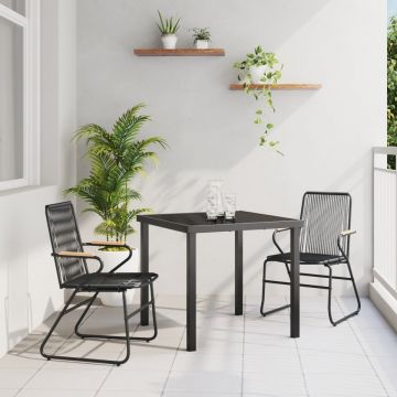 Set de dining de grădină 3 piese Negru Rattan PVC