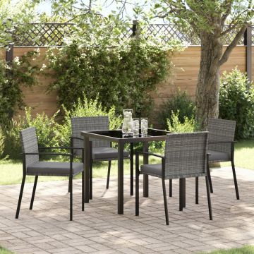 Set de dining de grădină 5 piese Gri Poliratan