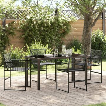 Set de dining de grădină 5 piese Negru Poliratan