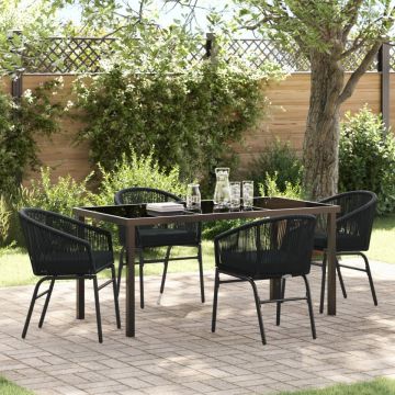 Set de dining de grădină 5 piese Negru Ratan Poli