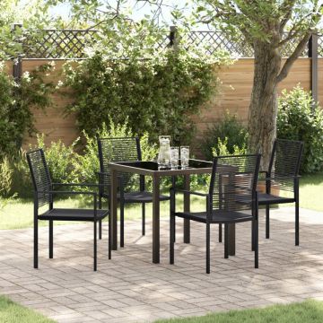 Set de dining de grădină 5 piese Negru Rattan PVC