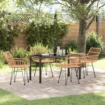 Set de dining de grădină 5 piese Rattan Poly Brown