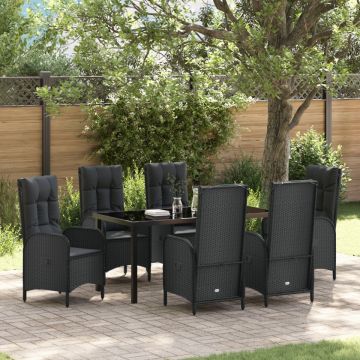 Set de dining de grădină cu 7 piese Negru Rattan polimeric