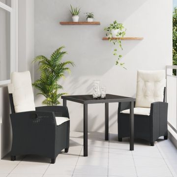 Set de dining de grădină cu perne, Negru, Poliratan