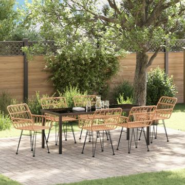 set de dining de grădină pe 7 piese din rattan sintetic