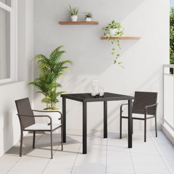 Set de dining exterior de 3 piese cu perne - Ratan maro