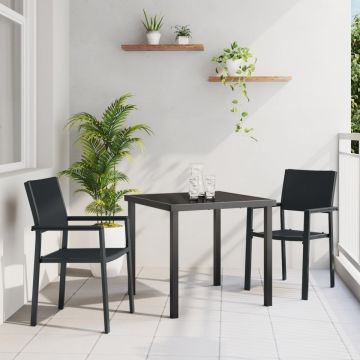 Set de dining în grădină 3 piese Negru Poly Rattan