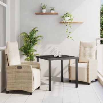 Set de dining pentru grădină, 3 piese, Bej, Poliratan