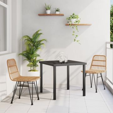 Set de dining pentru grădină 3 piese Brown Poly Rattan