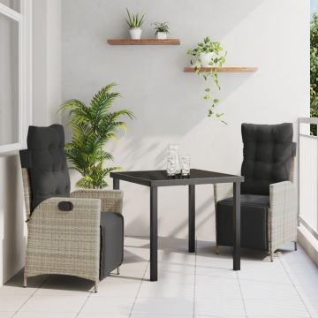 Set de Dining pentru Grădină 3 Piese Gri Deschis din Ratan Polimer