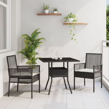 Set de dining pentru grădină 3 piese Gri din Poliratan