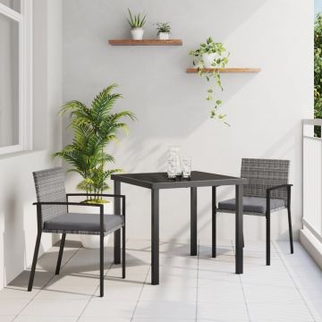 Set de dining pentru grădină 3 piese gri poliratan