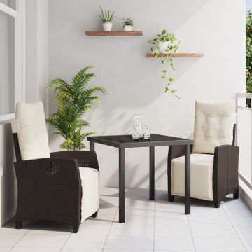 Set de dining pentru grădină 3 piese Marron din ratan sintetic
