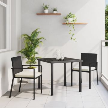 Set de dining pentru grădină 3 piese Negru Poliratan